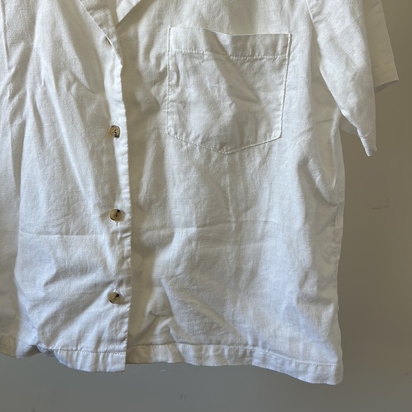 New Marine Layer Lucy hemp short sleeve resort shirt cropped boxy button down - Picture 7 of 14
